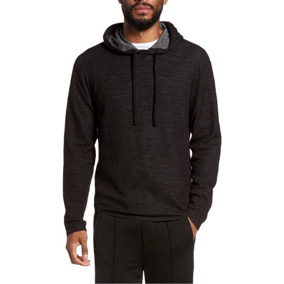 VINCE Contrast Double Knit Cotton & Wool Hoodie - Picture 1 of 12